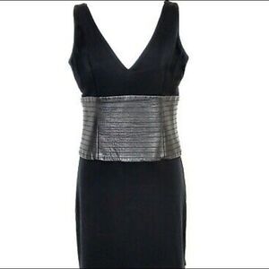 BCBG Faux Leather Corset Dress